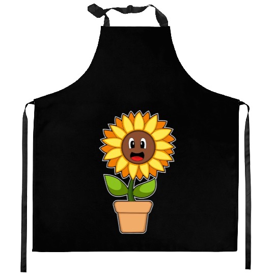 Plant Pot Sunflower Flower Kitchen Aprons