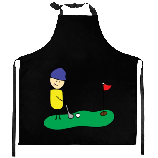 Cute Boy Playing Golf Kitchen Aprons