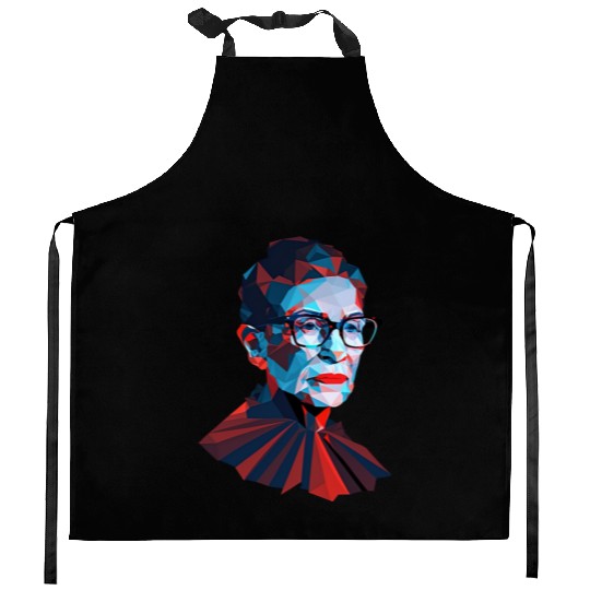 Ruth Bader Ginsburg low polygon design red blue Kitchen Aprons