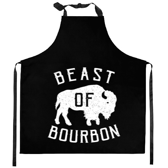 Beast of Bourbon Drinking Whiskey design Bison Buf Kitchen Aprons