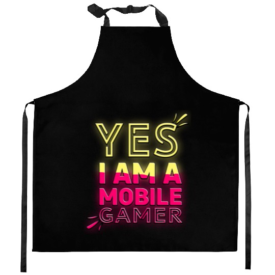 'Yes, I am a Mobile Gamer' - (Red/Yellow) Design Kitchen Aprons