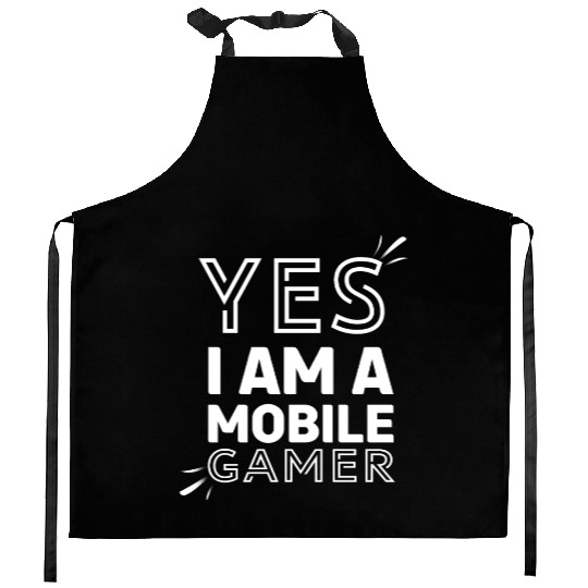 'Yes, I am a Mobile Gamer' - (White) Design Kitchen Aprons