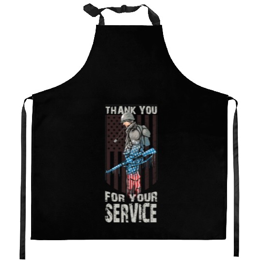 Thank You For Your Service Veteran US Flag Veteran Kitchen Aprons