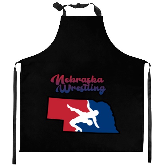Nebraska Wrestling (USA Colors) Kitchen Aprons