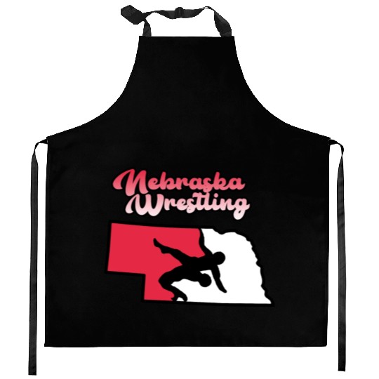 Nebraska Wrestling (State Colors) Kitchen Aprons