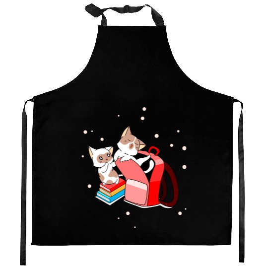Cute Kittens School Books Bag Back To School Kitchen Aprons