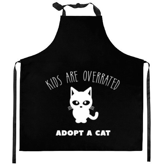 Kids Are Overrated Adopt A Cat Cat Meme Lover Kitchen Aprons