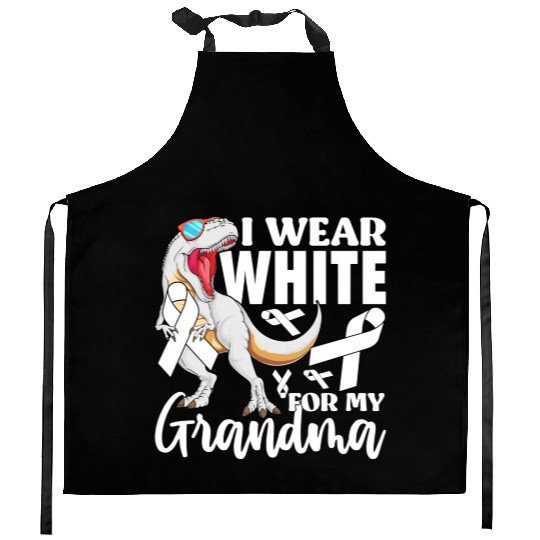 I Wear White For My Grandma Lung Cancer Awareness Kitchen Aprons
