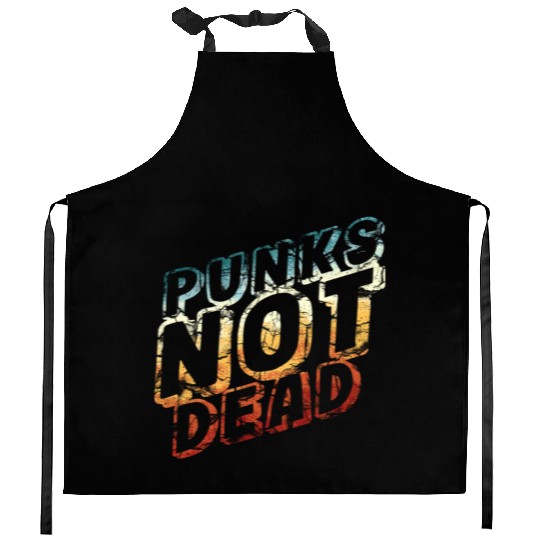 punks not dead - retro punk rock Kitchen Aprons
