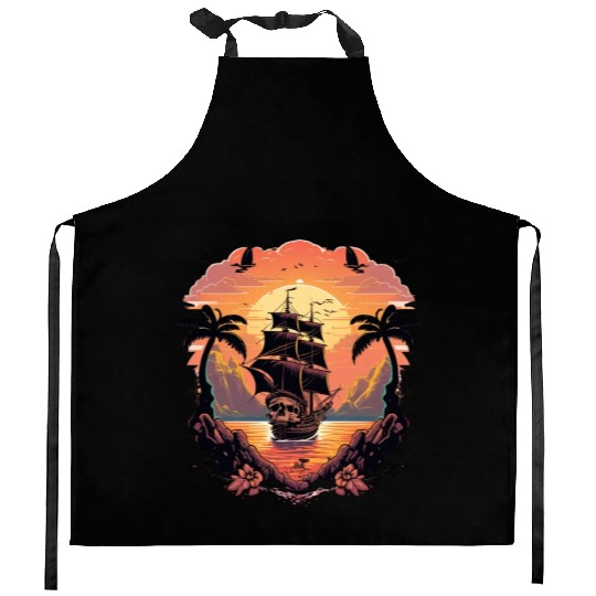 Skull Island Sunset Expedition Kitchen Aprons