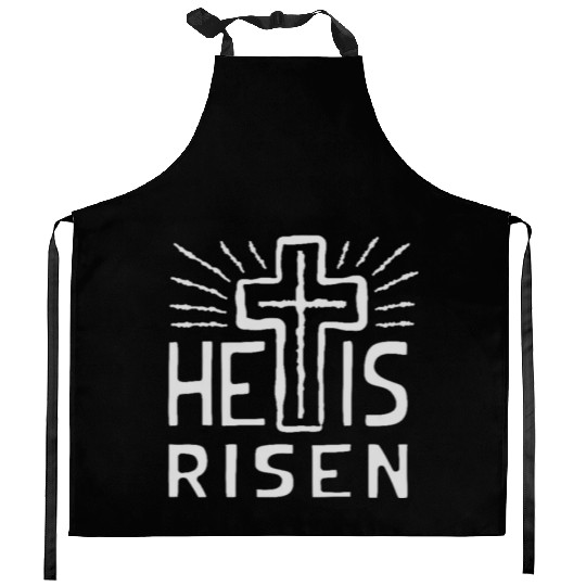 Christian Cross Easter He is Risen Kitchen Aprons
