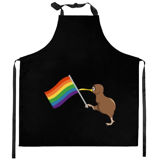 Rainbow Kiwi Pride Kitchen Aprons