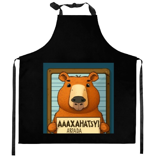 Capybara Mugshot Outlaw: Wanted for 93 Felonies Na Kitchen Aprons