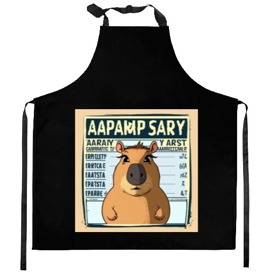 Wanted for 93 Felonies Na Capybara Mugshot Outlaw Kitchen Aprons