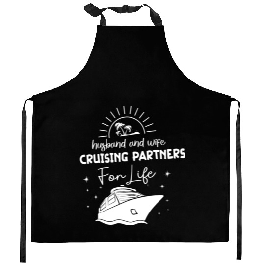 Husband And Wife Cruising Partners For Life Kitchen Aprons