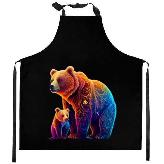 Mother Bear and Cub Sublimation Graphic Wild 3 Kitchen Aprons