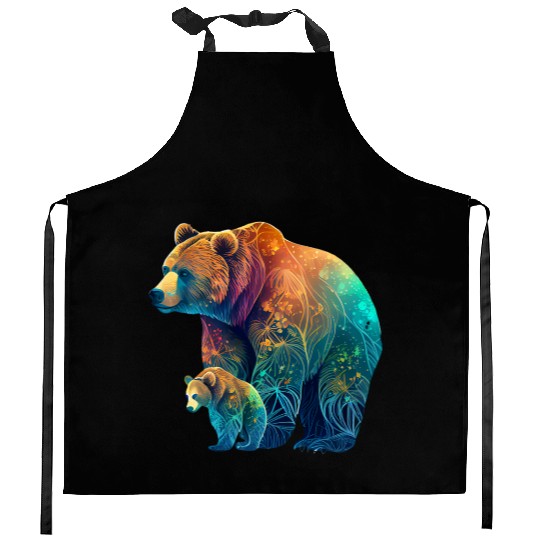Mother Bear and Cub Sublimation Graphic Wild 1 Kitchen Aprons