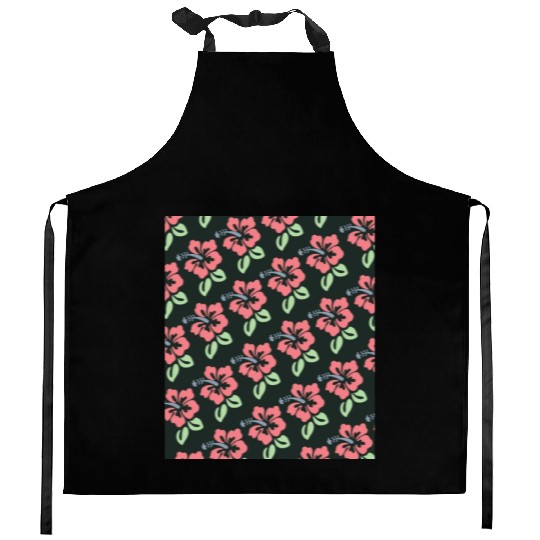 hibiscus flowers pattern | vintage design Kitchen Aprons