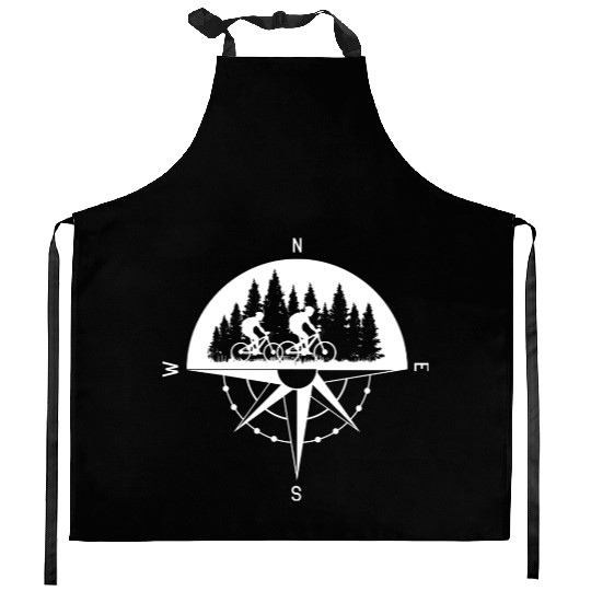 MTB Compass Mountain Bike Couple In Love Kitchen Aprons