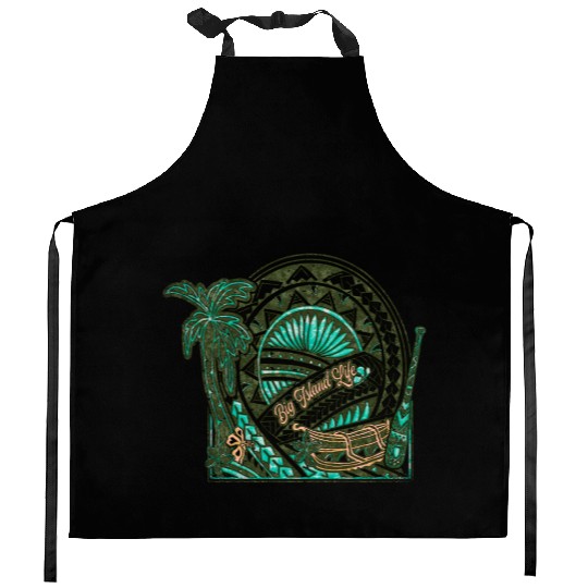 Big Island Outrigger Canoe Tribal Halftone Edges Kitchen Aprons