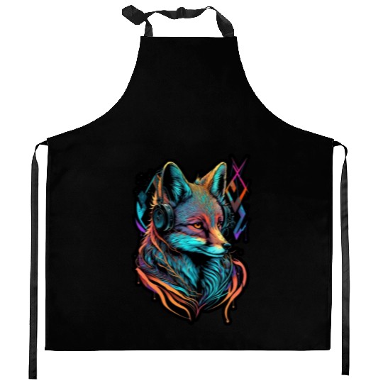 Neon Fuchs 80er Festival Nerd Hipster Fox Musik Kitchen Aprons