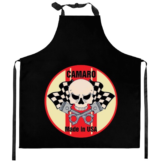 Camaro Made in USA skull & pistons Kitchen Aprons