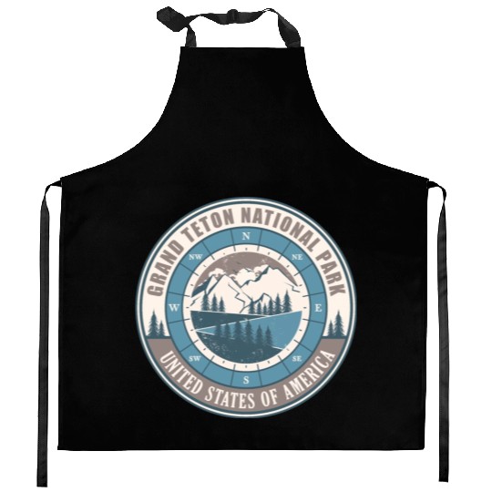 Grand Teton National Park US Vintage Hiking Kitchen Aprons