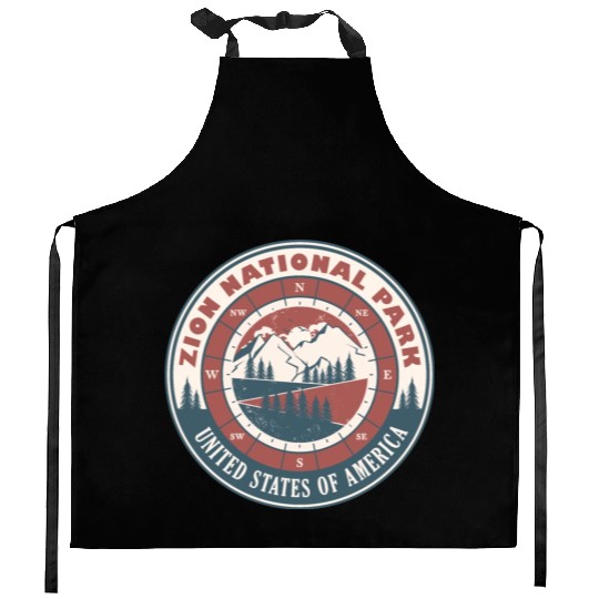 Zion National Park United States Vintage Hiking Kitchen Aprons