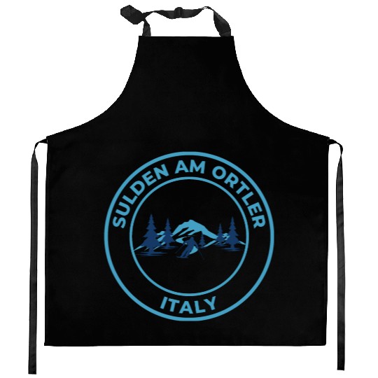 Retro cool Skiing in Sulden Am Ortler Italy Kitchen Aprons
