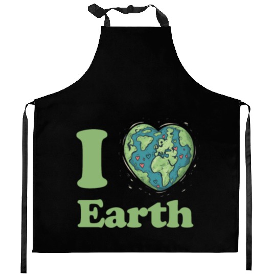 I Love Earth Design. Cute Earth Day Environmental Kitchen Aprons