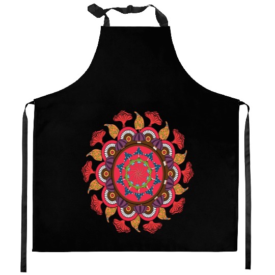 Magic Mushroom Mandala Kitchen Aprons