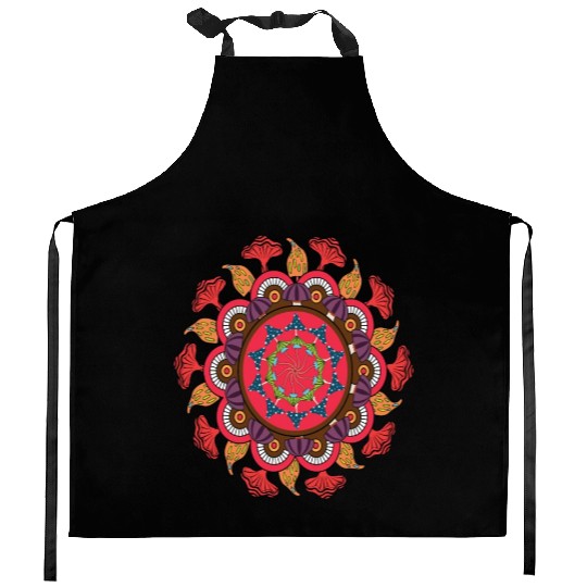 Magic Mushroom Mandala Kitchen Aprons