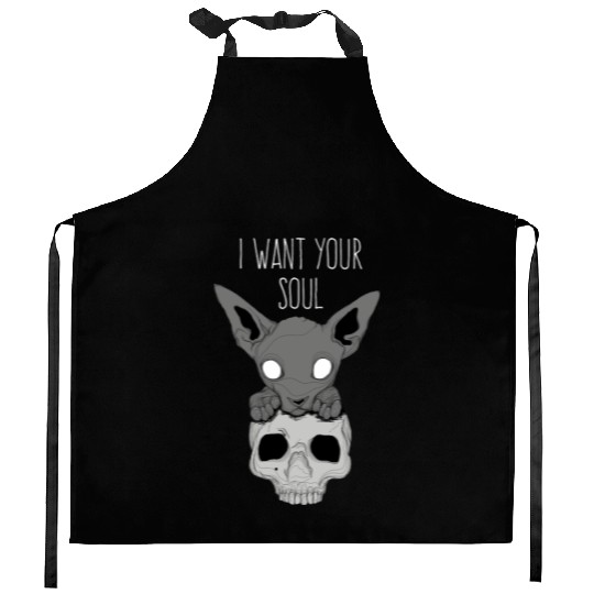 Death Cat Skull Kitchen Aprons