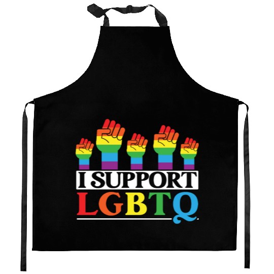 I Support LGBTQ Rainbow Pride Month Gay Pride Kitchen Aprons
