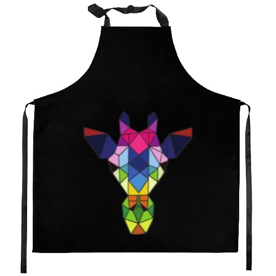 giraffe head made of geometric shapes Kitchen Aprons