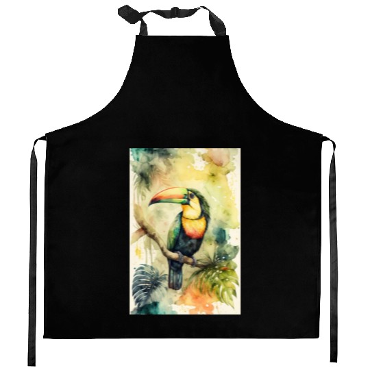 Toucan Watercolor Bird Jungle Tropical Rainforest Kitchen Aprons