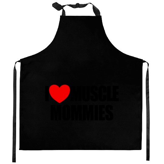 I Love Muscle Mommies Red Heart Muscle Mommies Kitchen Aprons