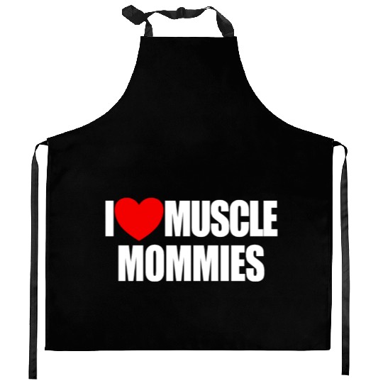 I Love Muscle Mommies Red Heart Muscle Mommies Kitchen Aprons