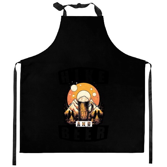HIKE AND BEER Kitchen Aprons