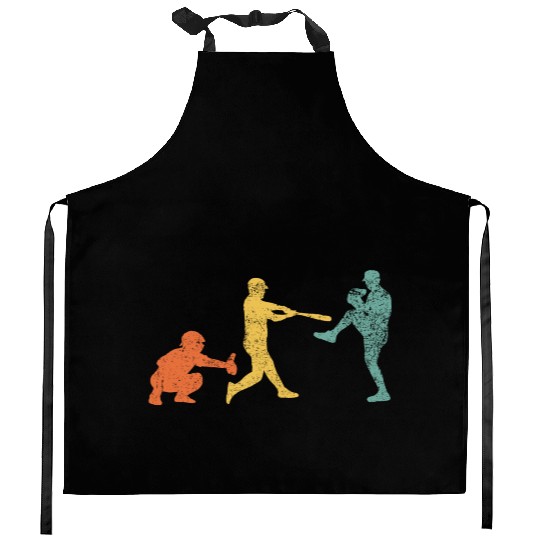 Baseball Catcher Pitcher Batter Vintage Kitchen Aprons