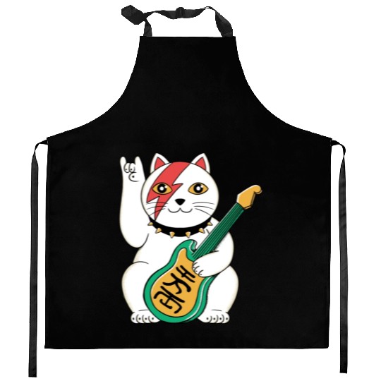 Lucky Cat Guitar Guitarist Kitchen Aprons
