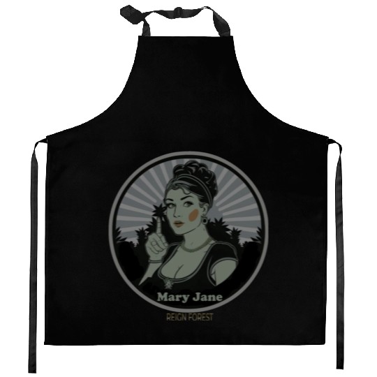 Mary Jane Lady Marijuana Funny Graphic Kitchen Aprons
