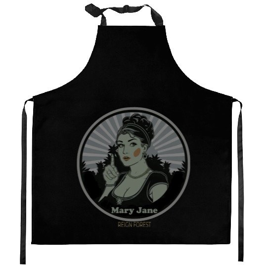 Mary Jane Lady Marijuana Funny Graphic Kitchen Aprons