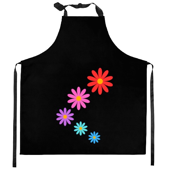 falling multi colored flowers Kitchen Aprons