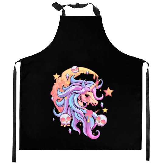 Pastel Goth Unicorn Kitchen Aprons
