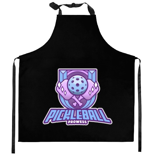 Pickleball Prowess | Paddle Sports Player Emblem Kitchen Aprons