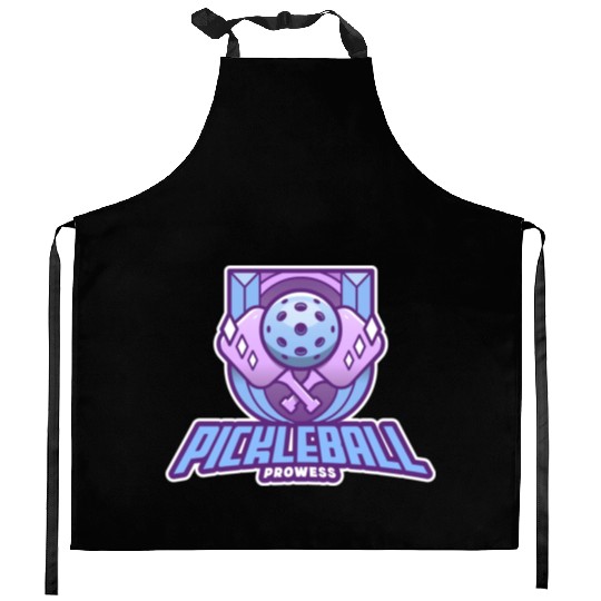 Pickleball Prowess | Paddle Sports Player Emblem Kitchen Aprons