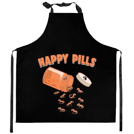 Happy Pills Crested Gecko Funny Lizard Lovers Kitchen Aprons