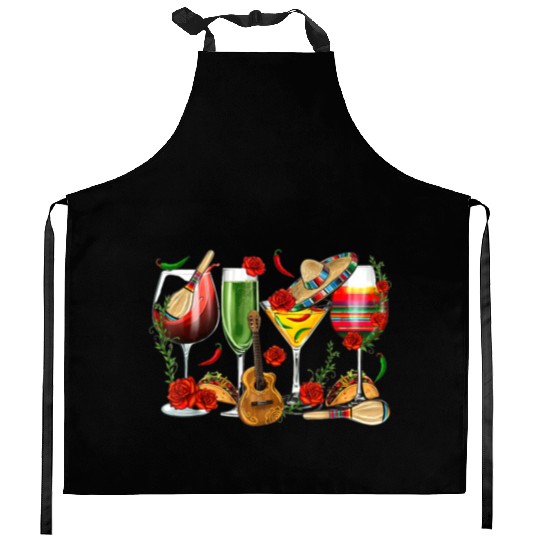 Mexico Wine Tequila Cinco De Mayo Mexican Fiesta Kitchen Aprons