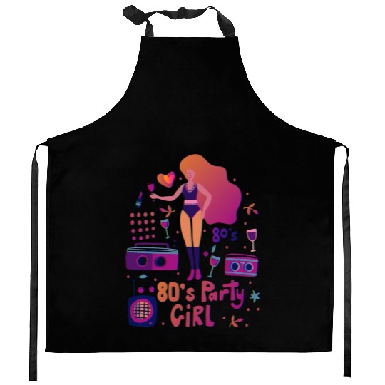 80s party girl sexy girl Kitchen Aprons